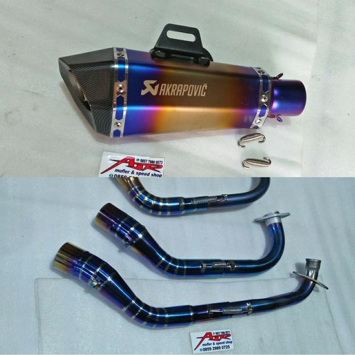 Knalpot Akrapovic import blue Carbon fulset leher Bluemoon Aerox Nmax