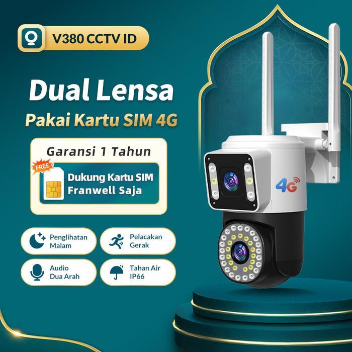 Imou Home Store - [Wifi Atau Sim]V380 Cctv Kamera V2-Wifi/V2-4G Pakai Kartu Sim Franwell 4G Dual
