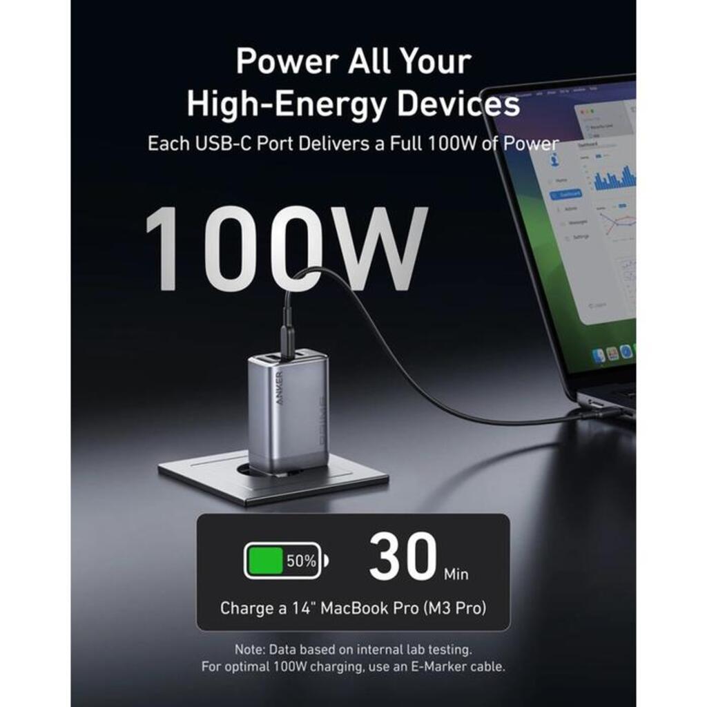 Charger ANKER PRIME Charger 100W USB C Foldable Charger 3-Port GaN A2688