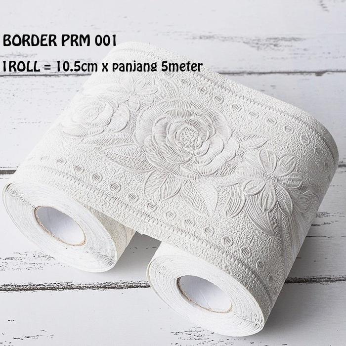 Promo Wallpaper Dinding List Border Vinyl Motif Bunga Bertekstur Timbul 3D Terlaris