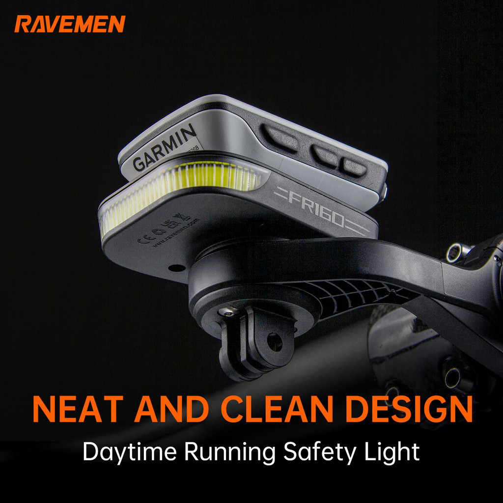 RAVEMEN FR160 Bike Headlight Compatible with Garmin XOSS GPS Out-Front Bike Light Rechargeable