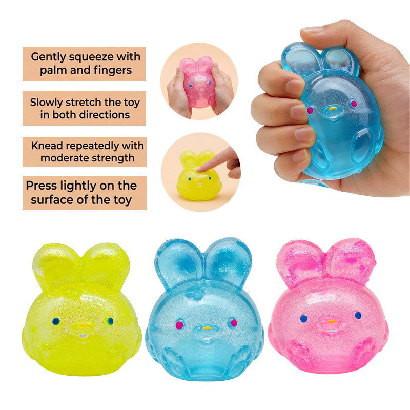 Needoh Gummy Bear Jelly Hops TPR Toy Transparent Non-toxic Slow Rebound Stress Ball Sensory Toys