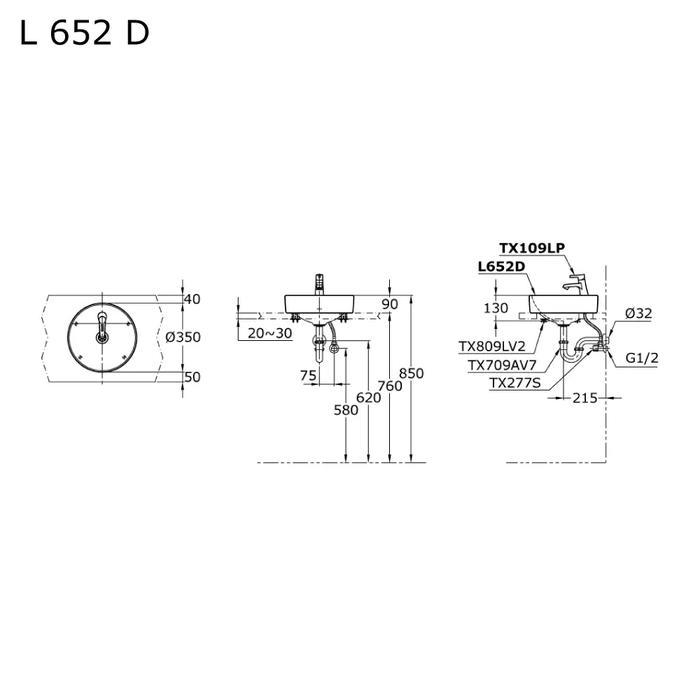 Wastafel meja TOTO L652D (Varian) /Wastafel TOTO L652D (Ojek instan)