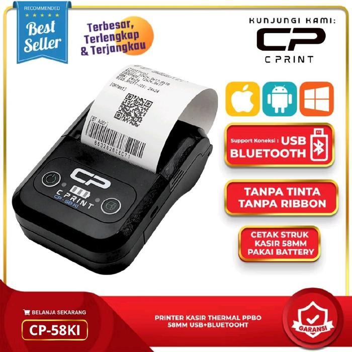 Printer Bluetooth Mini Portable Thermal Cp-58Ki Untuk Cetak Struk Ppob Struk Tokennlistrik