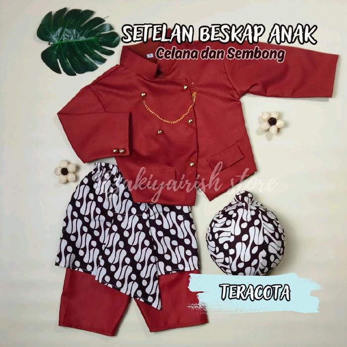 Official Setelan Basofi Anak Premium / Beskap Anak / Baju Anak Adat Jawa (Free Blangkon) Original