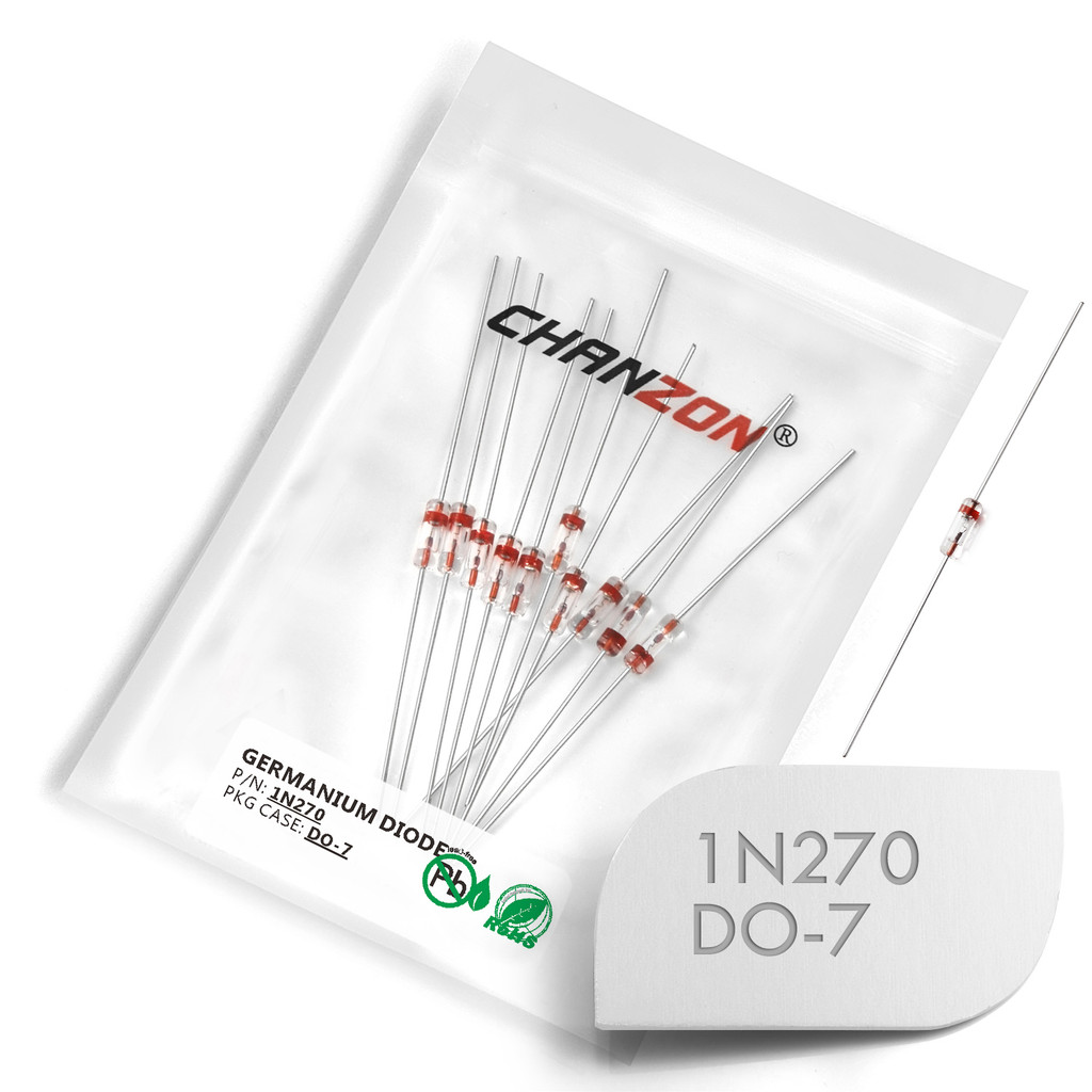 1N270 DO-7 Power Germanium Rectifier Diode 40mA 100V Axial Glass GE Diodes for TV FM AM Radio