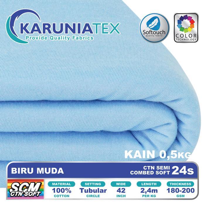 Bahan Kaos Cotton Semi Combed 24s 0,5 Kg Biru Muda