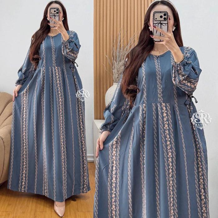 Gamis Saerah Dress Rayon Premium Chibi Busui Lengen Panjang Karet Batik Tebel Adem Diskon Sale