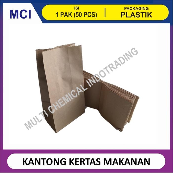 Silahkan Order] KANTONG KERTAS ROTI MAKANAN PAPER BAG SOS COKELAT BROWN 1 PACK 50 PCS