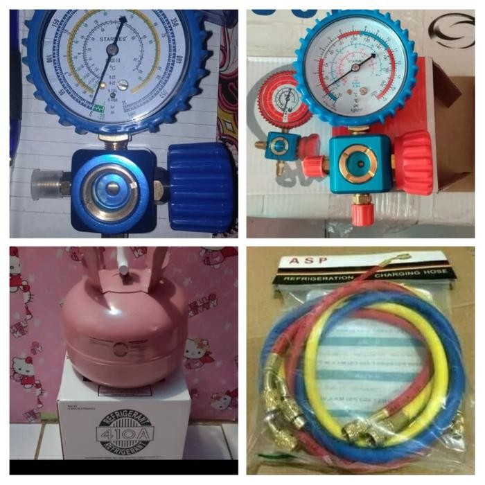 Paket Isi Freon R410 2.8Kg Segel Tabung Kecil Manifold Sightglass R410