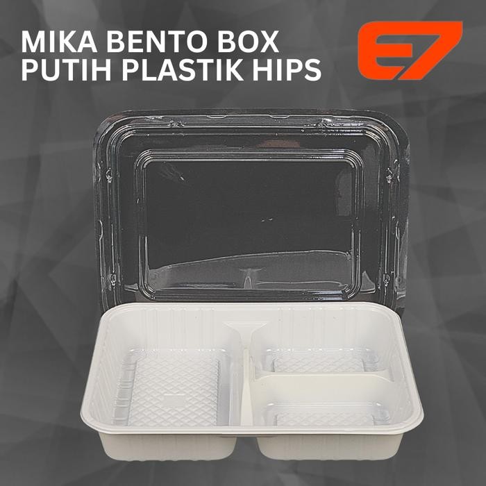 Mika Bento Sekat 3 Putih - Mika Box HIPS , Bento Box, Bento Tray