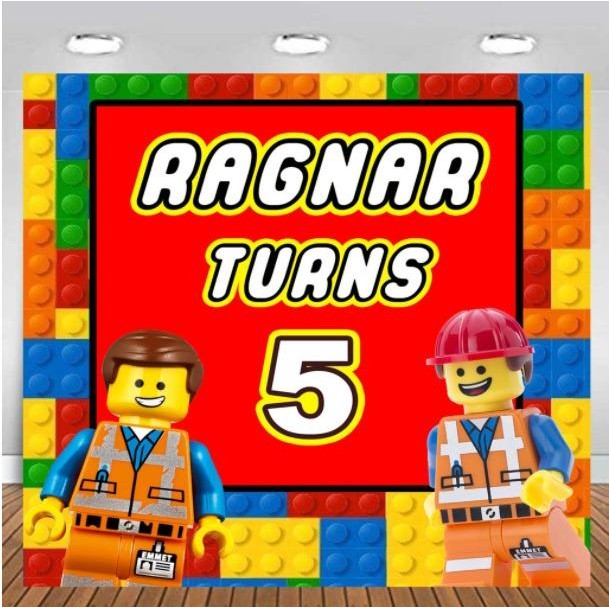 Banner Flexi Birthday / Backdrop Ulang Tahun Lego Construction
