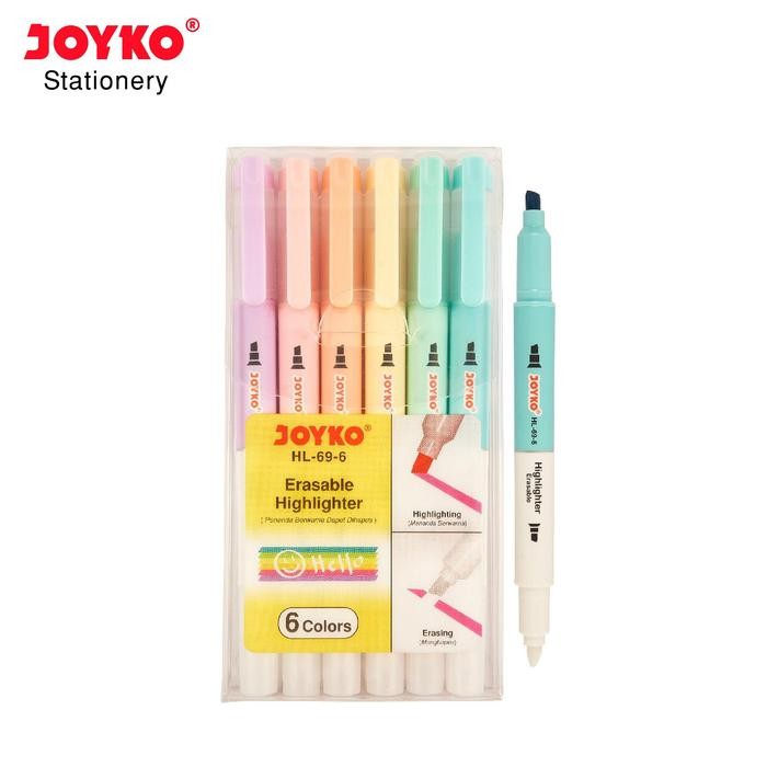 

Joyko Erasable Highlighter PASTEL HL-69-6 Dapat Dihapus Teksliner ORI