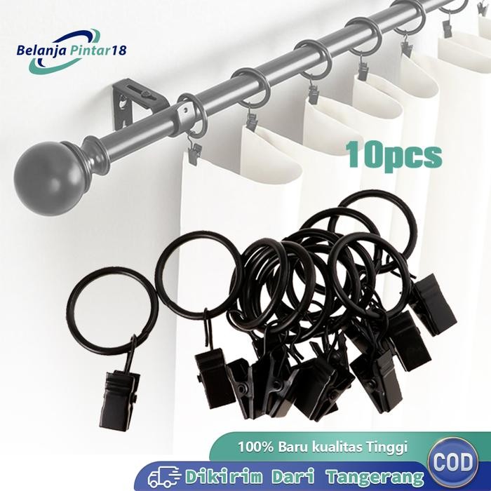 Rds - 10Pcs Gorden Ring Cincin Besi Curtain Rail Ring Klip Hordeng Korden 38Mm Multifungsi Klip Dan