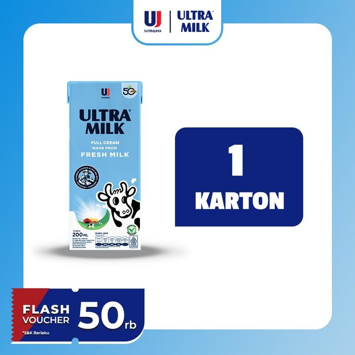 

Pilihan- Ultra Milk Susu Uht Full Cream 200Ml 1 Karton (24 Pcs)