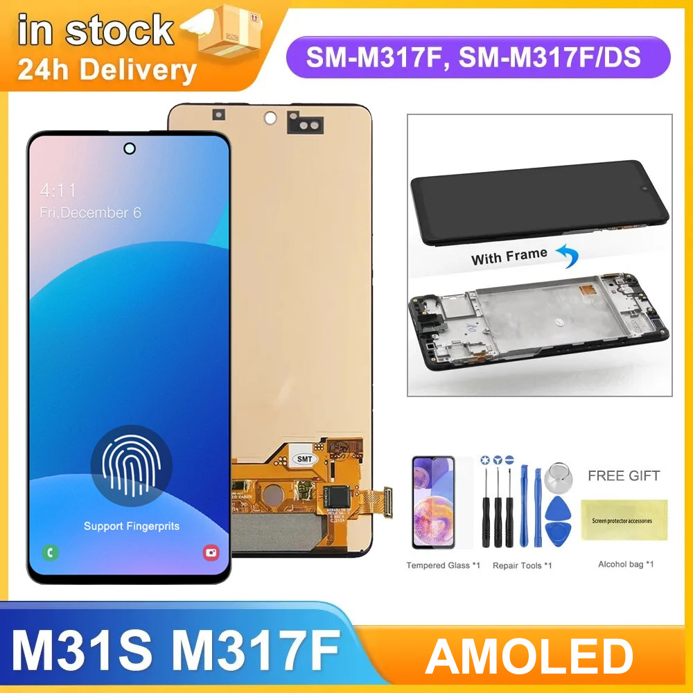 AMOLED M31S Display with Fingerprints, for Samsung Galaxy M31s M317 M317F Lcd Display Touch Screen D