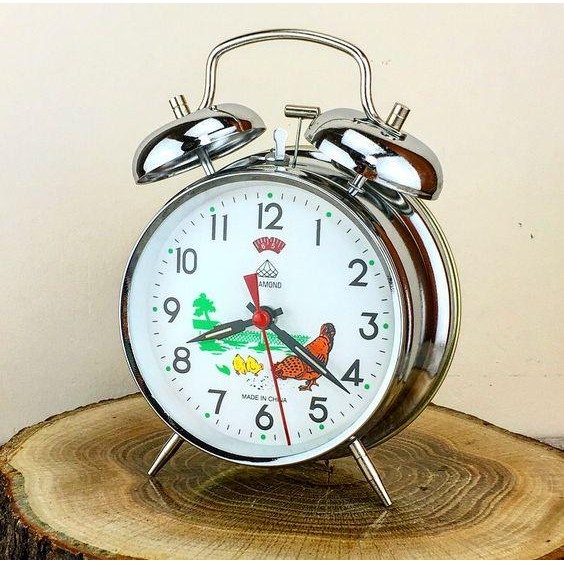 Jam Beker Weker Ayam Putar Alarm Jadul Tanpa Baterai Diengkol