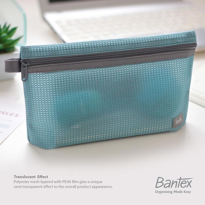 

OJ Bantex Sky Blue Zipper Storage Pouch Handbag Pencil Case #8108 23