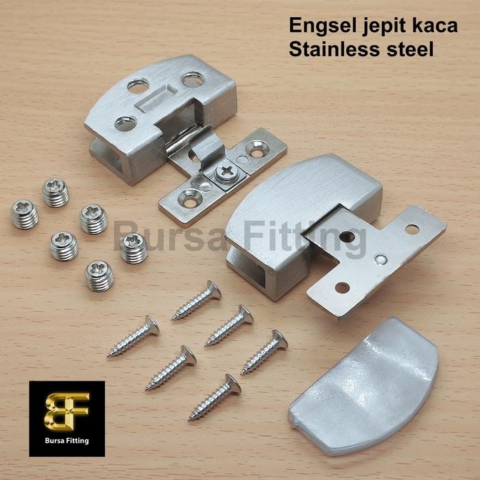 Engsel Jepit Pintu Kaca Oval Stainless Steel / Engsel Pintu Kaca