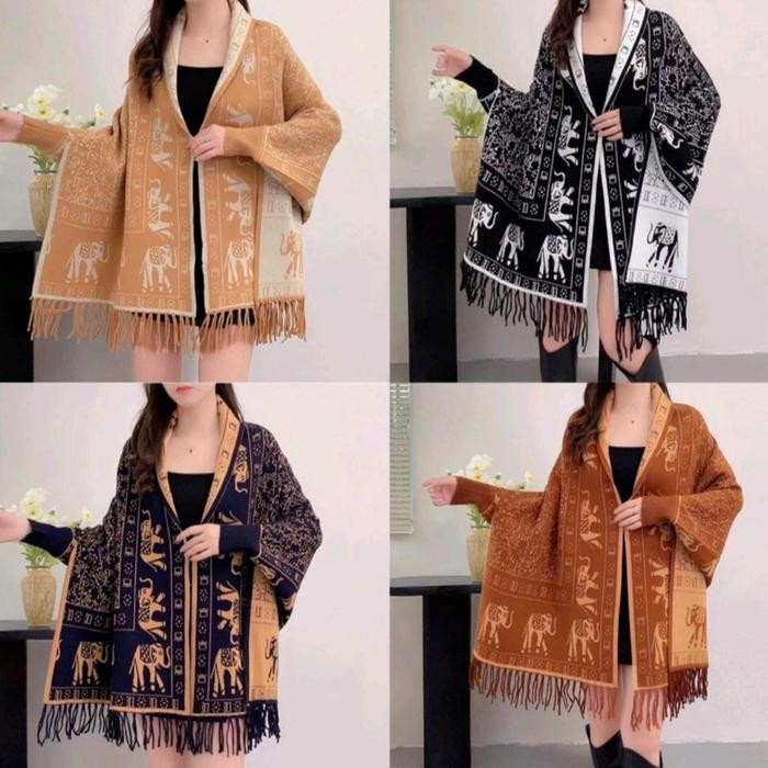 Ponco Rajut Lengan Panjang Ukuran Jumbo import premium nath61 best seller