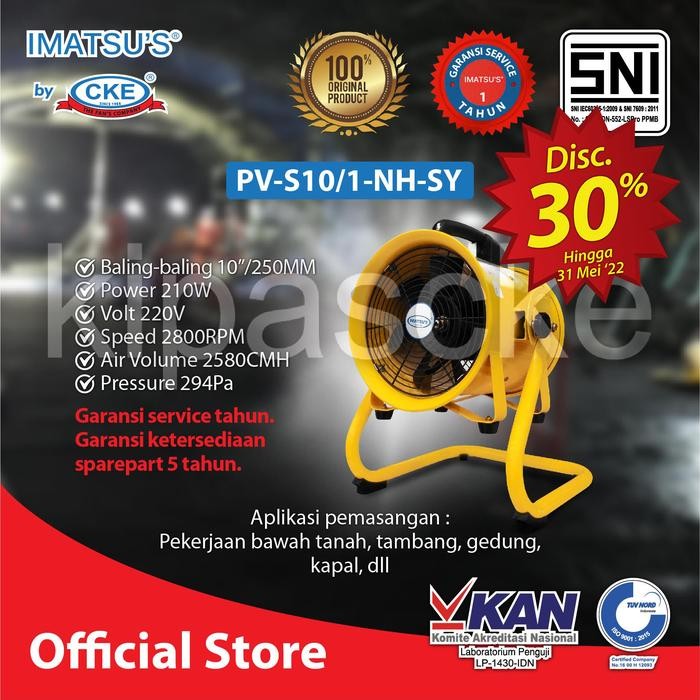 Portable Ventilator Imatsu PV-S10/1-NH-SY 10" Blower Eksos Tambang