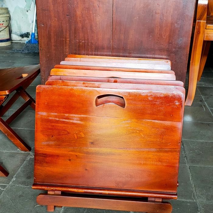 Meja lipat/rekal meja kayu mahoni