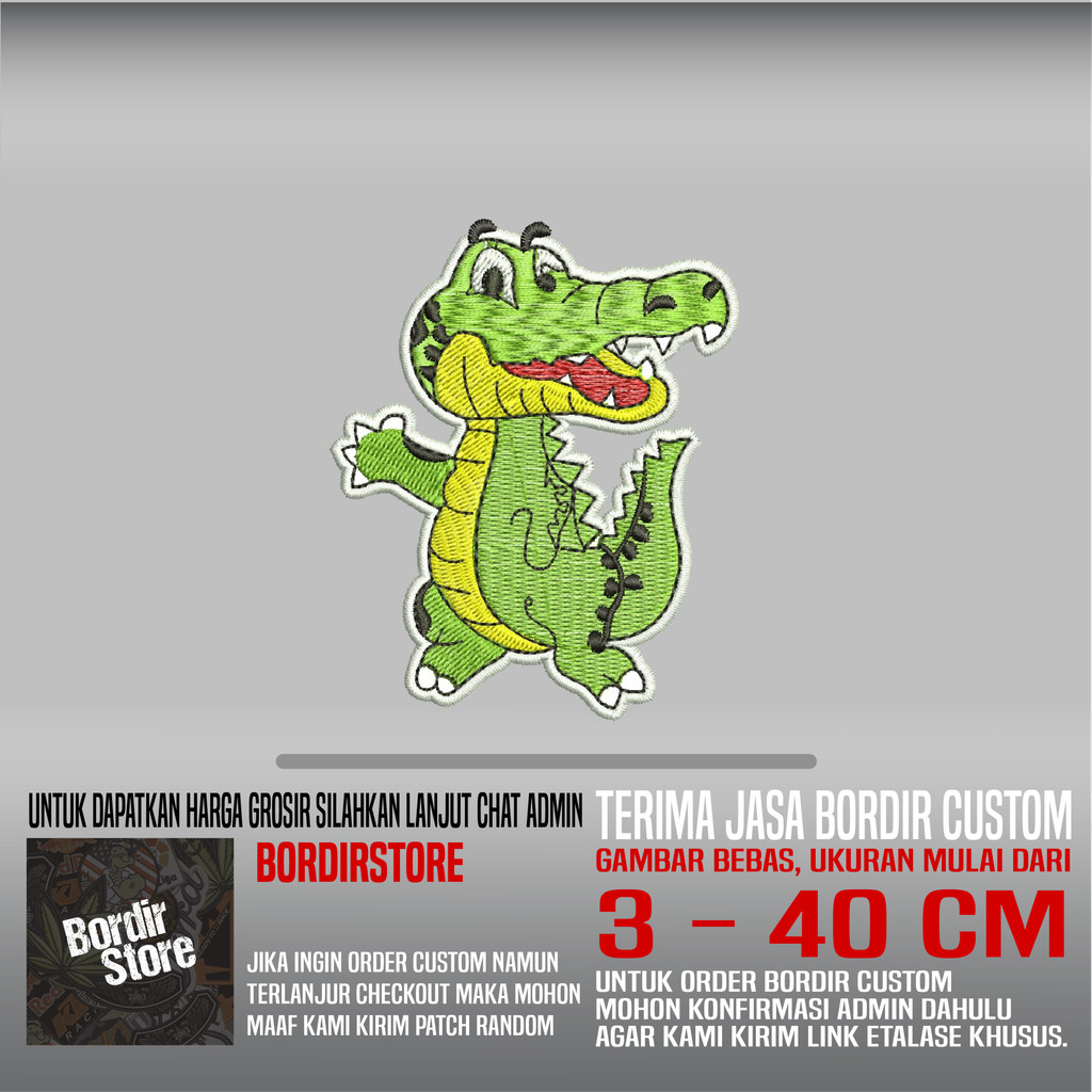 BUAYA KARTUN BS-761 PATCH BORDIR LOGO/EMBLEM