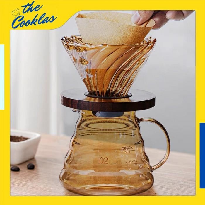 V60 Glass Coffee Server & Dripper Set - Server & Dripper Kopi V60
