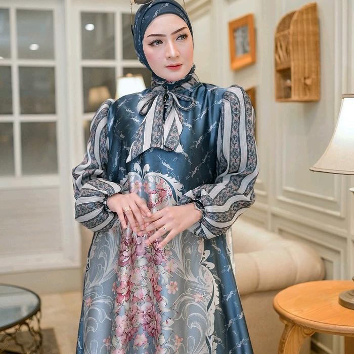k4un- Gamis Abaya Seroja Series Yodizein Syari Full Silky Printing Muslim