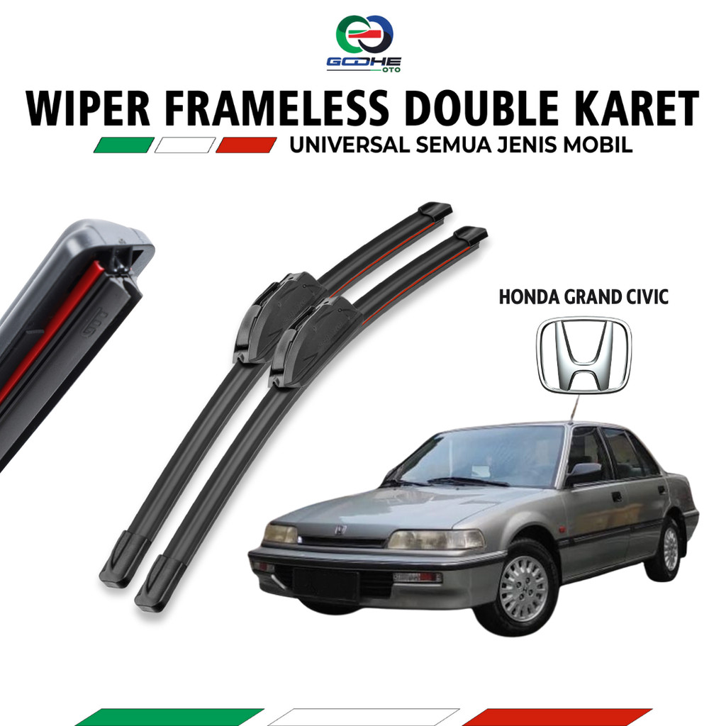 Wiper Blade Honda Grand Civic Double Karet Pembersih Kaca Depan Mobil 1 Set Kiri dan Kanan