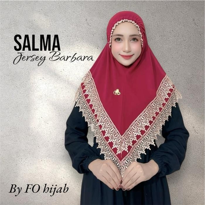 KirimCpT- Hijab Instan Salma Bergo Kerut Dahi Renda Dobel Jersey Barbara By Fo Hijab Wanita