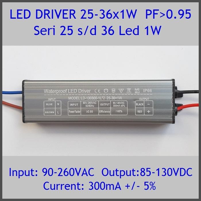 dfue- Led Driver 1W 300Ma 25-36X1W Pf 0.95 Wp