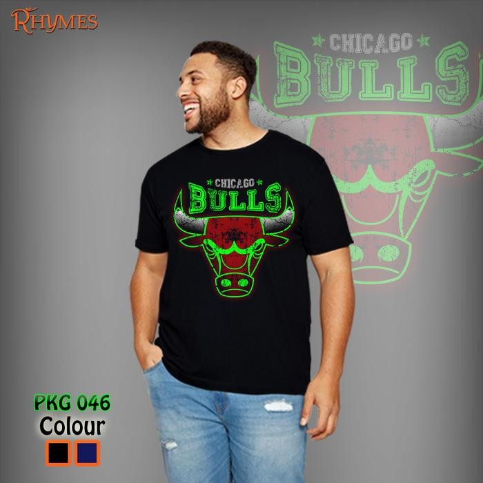 Kaos Pria Distro Jumbo Bigsize Chicago Bulls Glow In The Dark Rhymes new