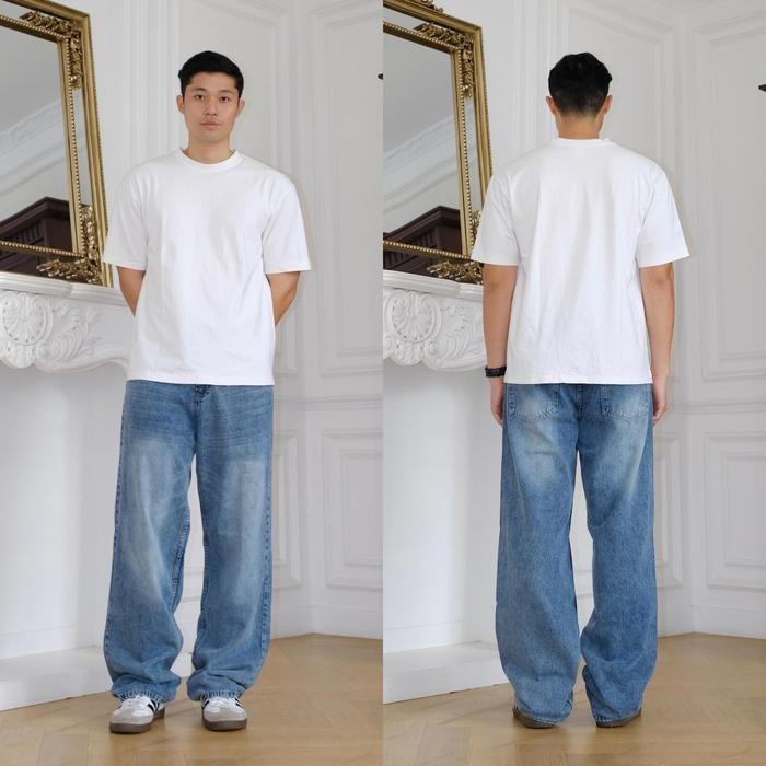 9qli- Ladouce - Dom High Waist Loose Jeans Celana Baggy Jeans Pria