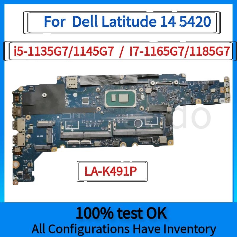 Casing Laptop LA-K491P Motherboard. For Dell Latitude 14 5420 Laptop Motherboard.With I5/I7-11th Gen