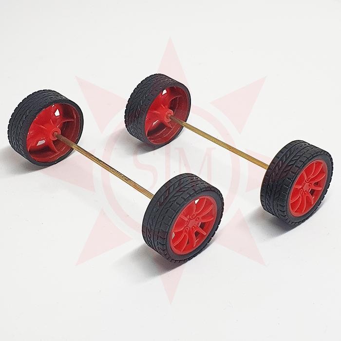 Roda Karet Plastik Merah Mobil Mainan