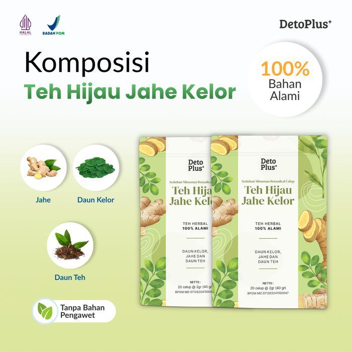 [Bpom] 6 Teh Hijau Jahe Kelor Detoplus - Teh Celup Instan Minuman Rempah Alami Daun Kelor Jahe Daun