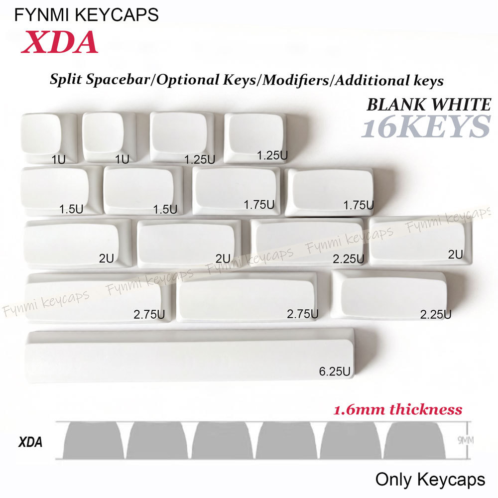 Fynmi XDA Optional Keycaps 1/1.25/1.75/2/2.25/2.75/6.25U Blank white/Green/Milk PBT Additional