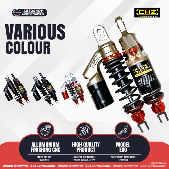 Shockbreaker Cmz Racing Cb-035 Evo Dual Shock Tabung Atas 305Mm 330Mm 365Mm Aerox Nmax Pcx Boncengan