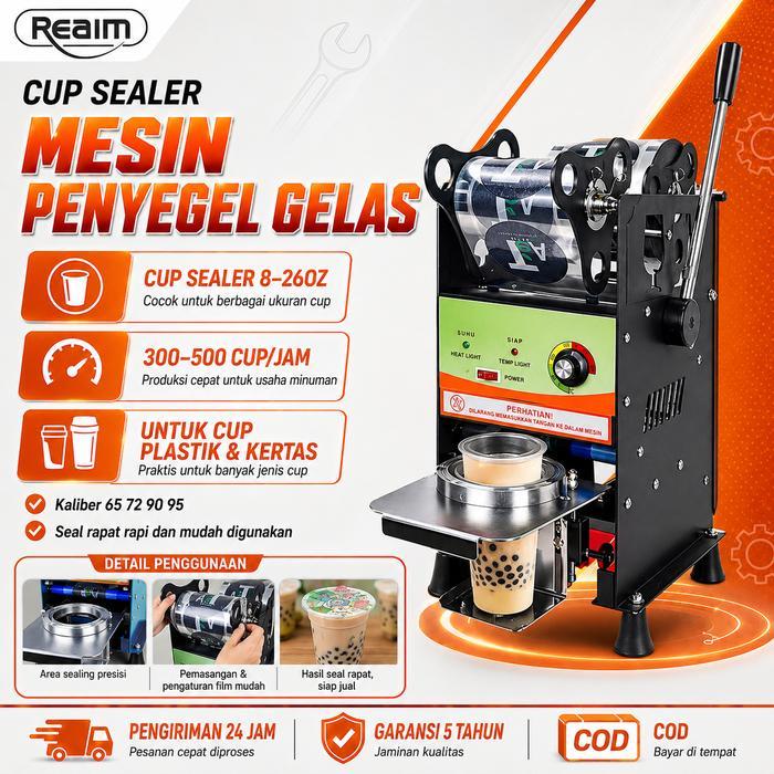 Best Seller REAIM Mesin Cup Sealer Manual 8oz-26oz Alat Press Cup Mesin Press Gelas Plastik Cup