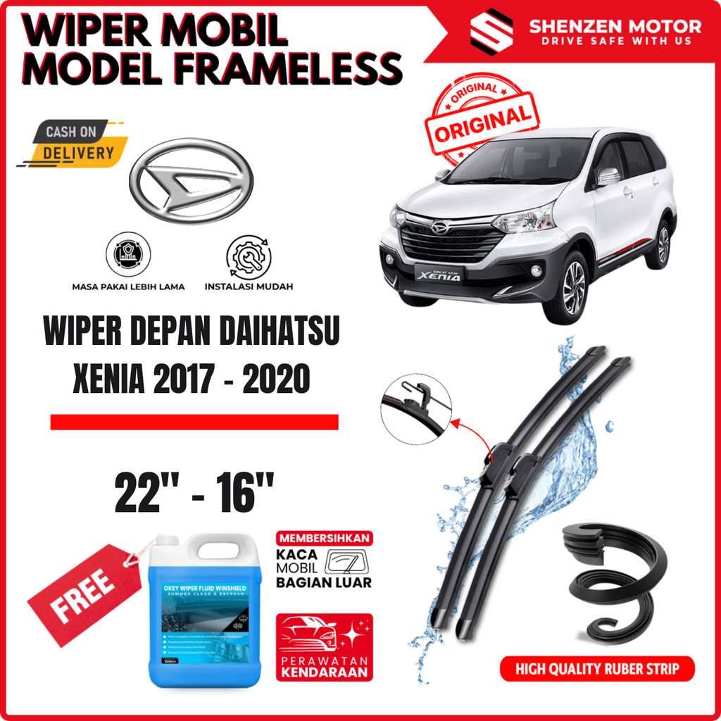 Wiper Daihatsu Xenia 2017-2020 Frameless Kaca Depan Mobil Free Wiper Fluid