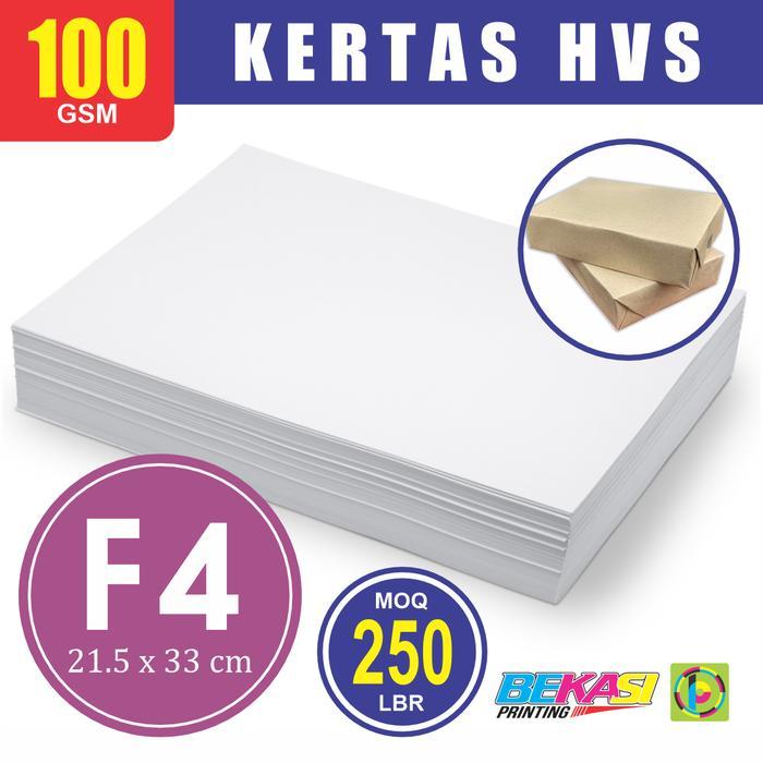 250 LBR Woodfree Uncoated Plain Paper Kertas HVS 100 GSM Size Folio F4 21.5x33 cm