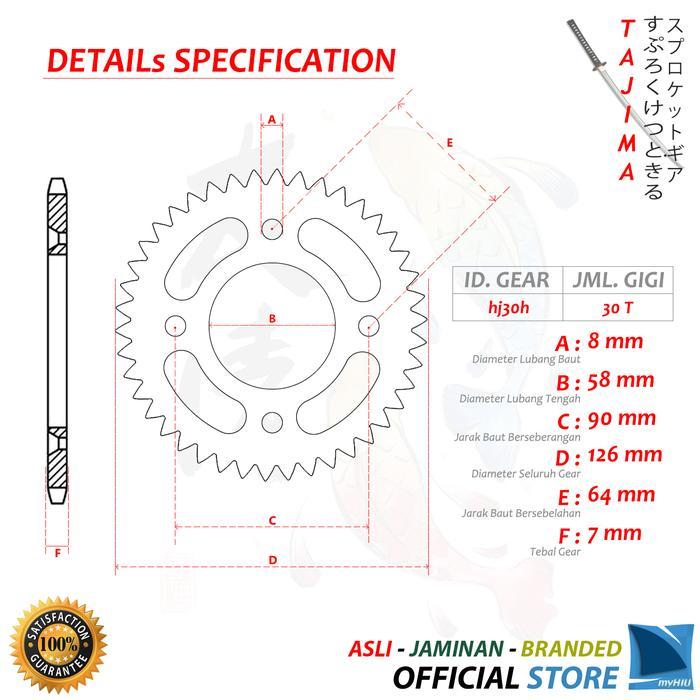 Gir Belakang / Gear Belakang 428-30T Honda Karisma, Kirana Tajima Siap Kirimm