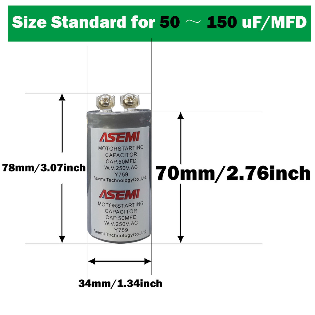 CD60 With Terminals AC Motor Starting Capacitor 125V 250V 50uF 150uF 200uF 250uF 800uF 1000uF 1200UF