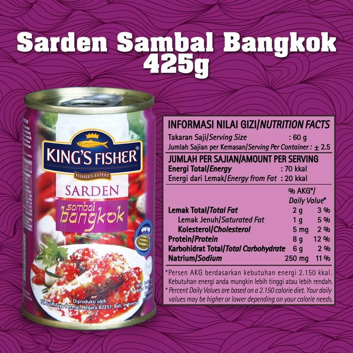 

Mamiseler45 - King'S Fisher 2 Pcs Sarden Saus Bangkok 425G - Makanan Kaleng Siap Santap