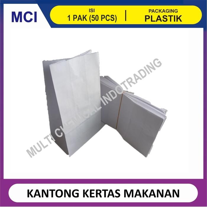 

:::::::] KANTONG KERTAS ROTI MAKANAN PAPER BAG SOS PUTIH WHITE 1 PACK 50 PCS