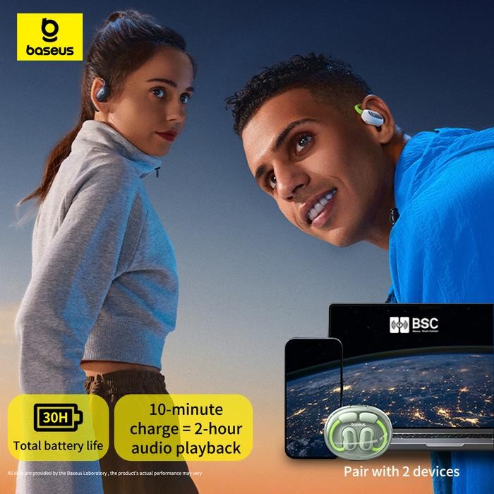 Baseus Eli TWS Earphone Bluetooth Waterproof Stereo Kuning Jepit Original