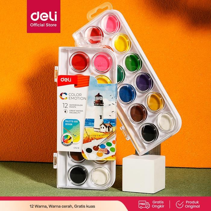 

Pilihan- Deli Watercolor Painting / Cat Air Padat 12 Warna Gratis Kuas Kualitas Tinggi Ec15-12