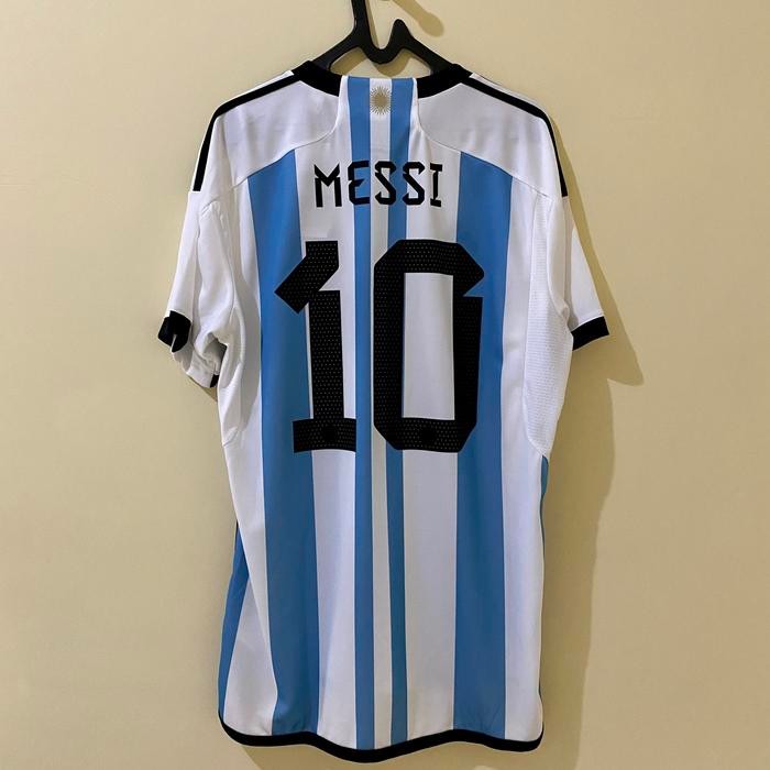 Promo Lionel Messi Argentina Adidas Home Final Jersey 2022 - 2 Stars