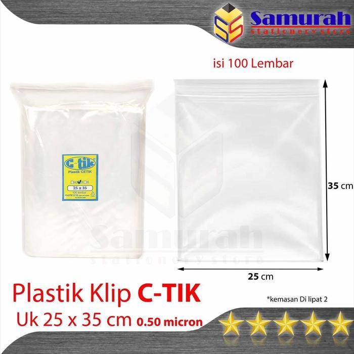 Pilihan- Plastik Klip C-Tik 25 X 35 / 25X35 Cm Pe Clip Ziplock Zipper Bening